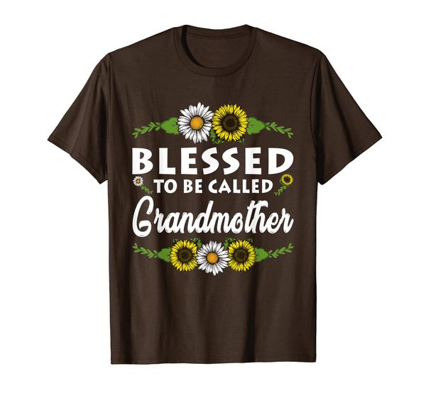 

floral sunflower blessed to be called grandmother gifts mom t-shirt, White;black