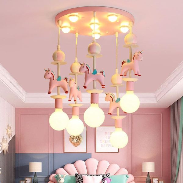 

pendant lamps children's carousel lights modern creative room cartoon lamp for boys and girls bedroom decor hanging