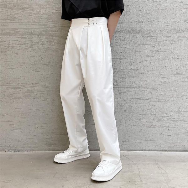 

men's suits & blazers autumn high-grade white trousers falling feeling versatile personalized design rivet straight tube loose casual s, White;black