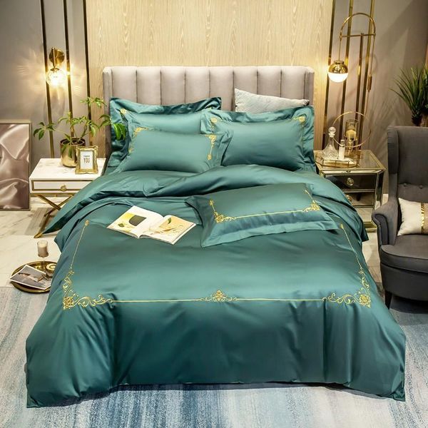 

4pcs duvet cover sheet 100% egyptian cotton luxury chic bedding 600tc long staple soft breathable set  king size sets