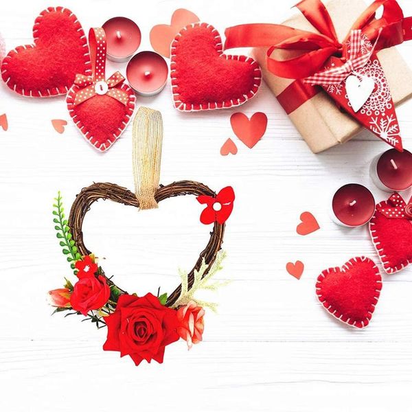 

artificial rose flower valentine heart wreath spring for front door wall window wedding party home decor 6 inch decorative flowers & wreaths