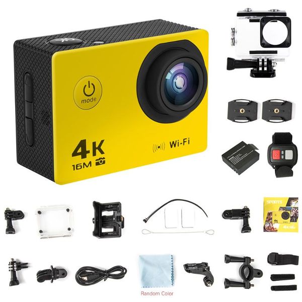 

mini cameras sports action camera 4k/30fps 16mp ultra hd 2" large lcd display wifi 2.4g wireless remote control waterproof case