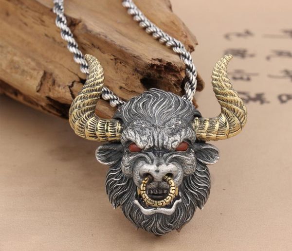 

pendant necklaces men's classic bull devil metal necklace retro punk trend motorcycle jewelry, Silver