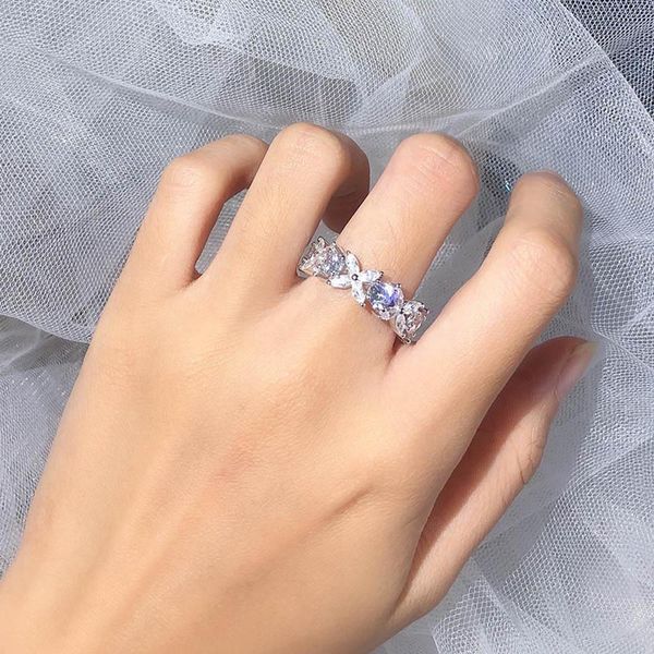 

lmyselling brand s925 sterling silver horse eye ring a5 zircon inlay luxury temperament style sparkle trend ball all round women's ring