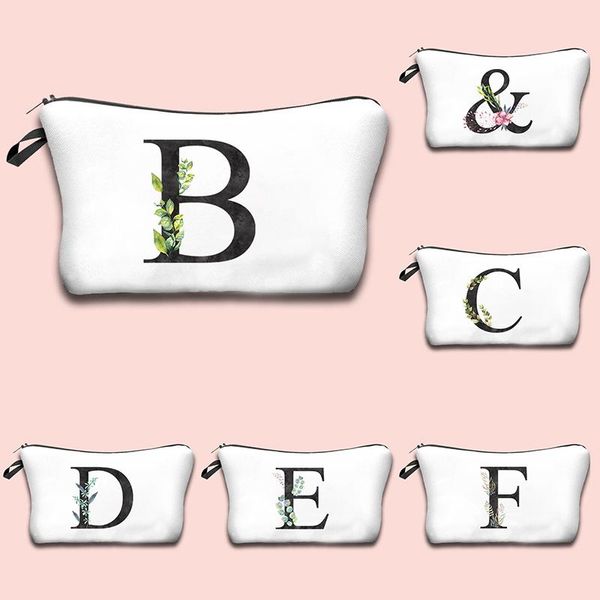 

cosmetic bags & cases letter flower bag a-z makeup brush storage lady travel toilet boys pencil girl