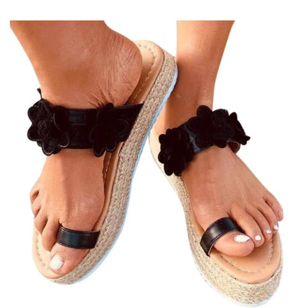 

weaving slippers women flowers slides ladies shoes summer platform sandals thick bottom flip flops woman, Black