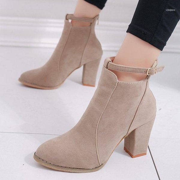 

boots fashion women ankle winter waterproof autumn female pointed toe high heels woman shoes11, Black