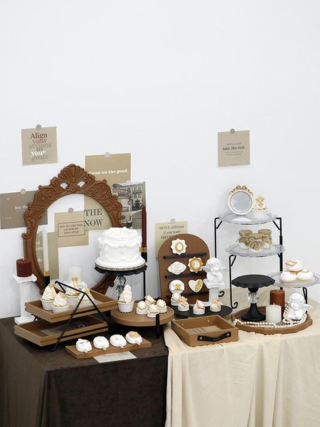 

other bakeware brown colors cake decoration stands sets for home party banquet pastries dessert table cupcakes bread plates decor