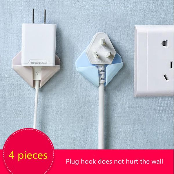 

hooks & rails 2pcs/lot nail-power cord storage rack wall kitchen plug hook adhesive socket hanger holder