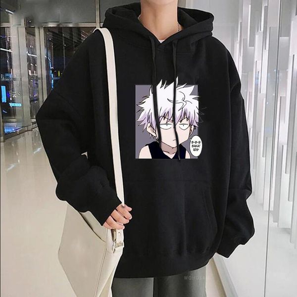 

japan anime x killua zoldyck hoodie men women harajuku cartoon funny graphic streetwear oversized warm sweatshirts men's hoodies, Black