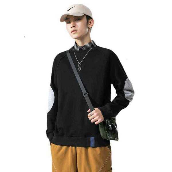 

2021 early spring leisure round neck sweater youth men's pullover fashion brand handsome loose coat, Black