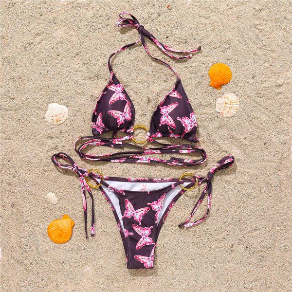 

wrap around butterfly bikini female swimsuit women swimwear two-pieces bikini set halter bather bathing suit swim k2582