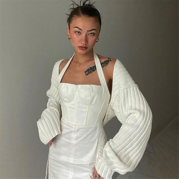 

spring autumn women solid color womens sweaters long sleeve knitted cardigan casual white open front sweater sense of design top, White;black