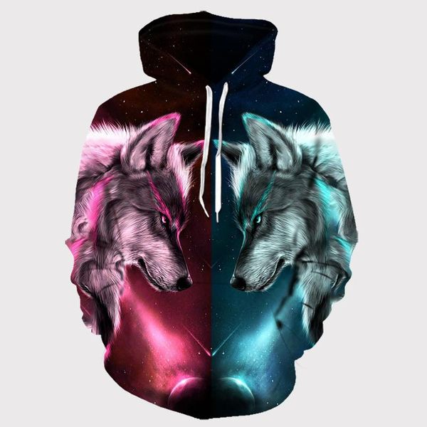 

men's hoodies & sweatshirts fashion cool wolf men/women thin 3d with hat animal print tiger hoodie sweatshirt mens tracksuit jackets, Black