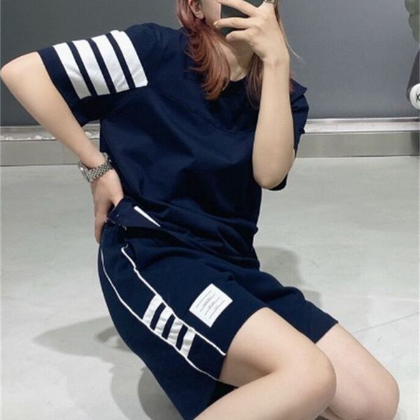 

tb single side bar 8231 silk ice hemp spring and summer new striped couple shorts capri pants, Black;white