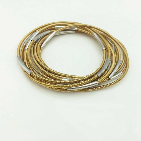 

2019 fashion lady femme geometric bracelet set simple design tube sprial bracelet bijoux new boho jewelry q0719, Black