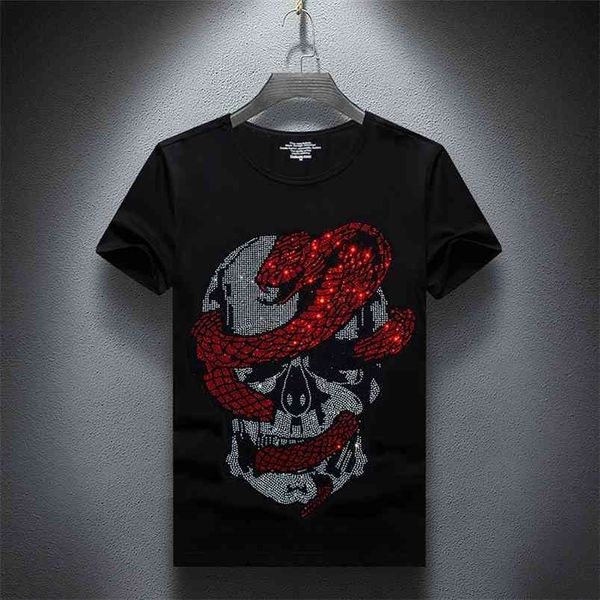 

t-shirt men summer short sleeve fashion streetwear slim cotton casual tshirts plus size s-7xl tee male 210706, White;black