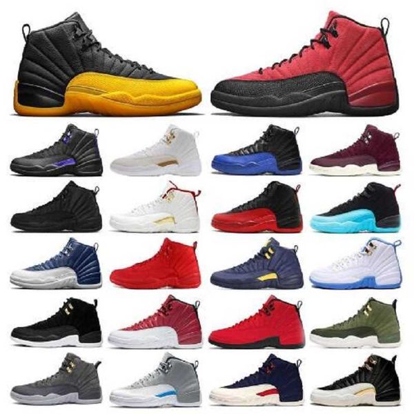 

men university blue 12 12s basketball shoes reverse flu game artric punch black dark concord gold low easter women sneakers mens trainers