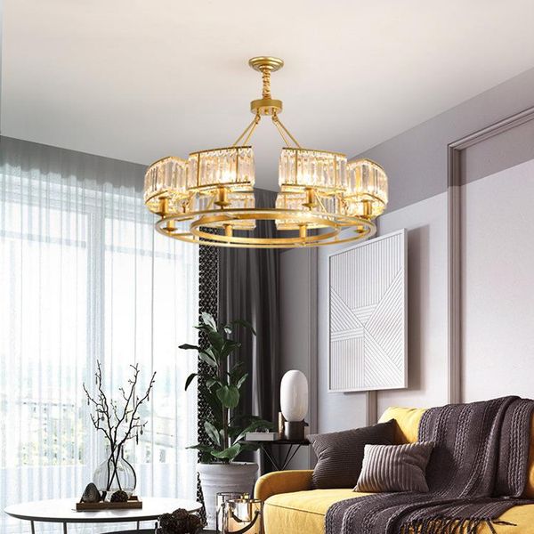 

copper postmodern living room chandelier crystal light luxury bedroom simple lighting net red nordic restaurant lamps ceiling lights