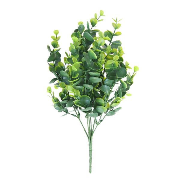 

decorative flowers & wreaths 6pc simulation eucalyptus artificial plants faux boxwood shrubs lifelike fake greenery foliage for garden patio