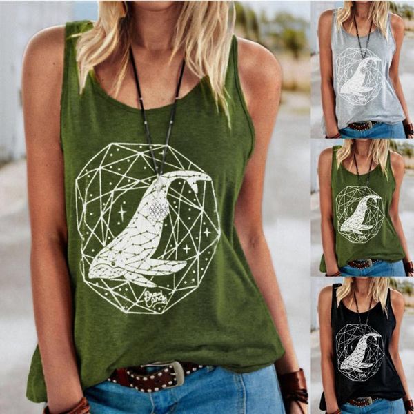 

summer fashion animal print loose vest o-neck sleeveless t-shirt women's wear s-3xl, White