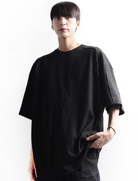 

men's t-shirts summer t-shirt fashion personality short sleeve pleated hip hop high street style loose size top, White;black