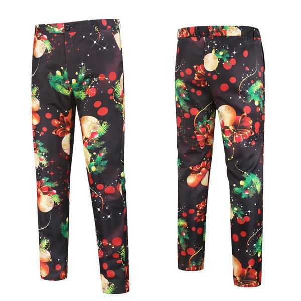 

men's suits & blazers christmas suit pants men santa claus printed slim fit male dress trousers party up plaid for man pantalon homme, White;black