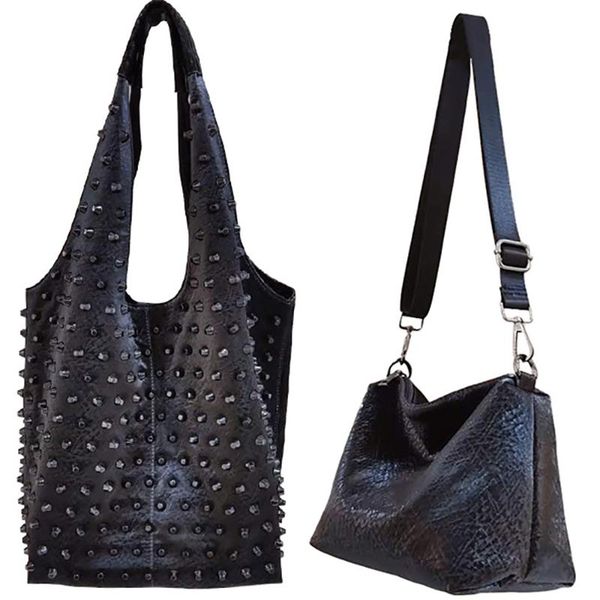 

evening bags fashion women shoulder female casual rivet design handbag pu leather lash travel packages with large capacity