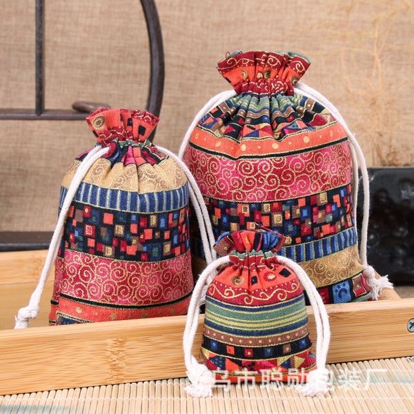 

2kbq blue and white porcelain chinese style cotton ethnic storage hemp ethnic small cloth jewelry boxes bag jewelry packaging boxes comb pa, Black;white