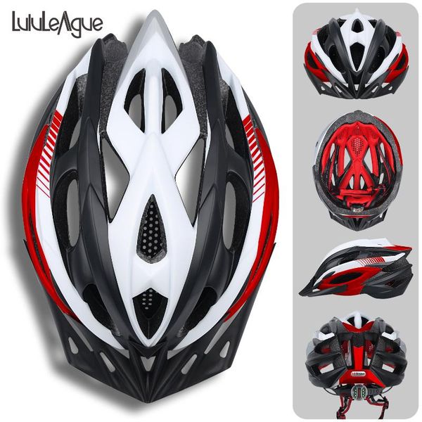 

lululeague bicycle cycling helmet ultralight mtb road bike led lights visors for safely cap caps & masks, Black