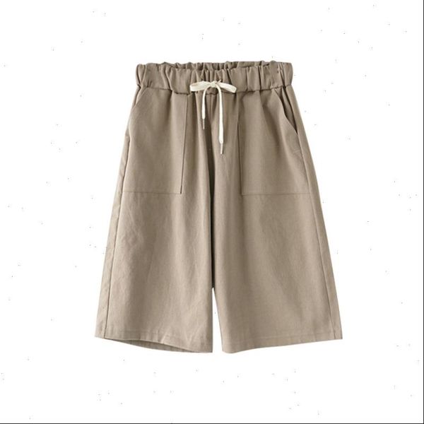 

plus size womens shorts 6xl 7xl 8xl summer cotton solid ladies bottom large loose high elastic waist sashes casual harem, White;black