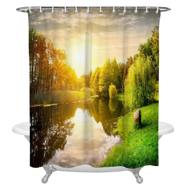 

natural scenery shower curtain home decoration bathroom item waterproof curtains