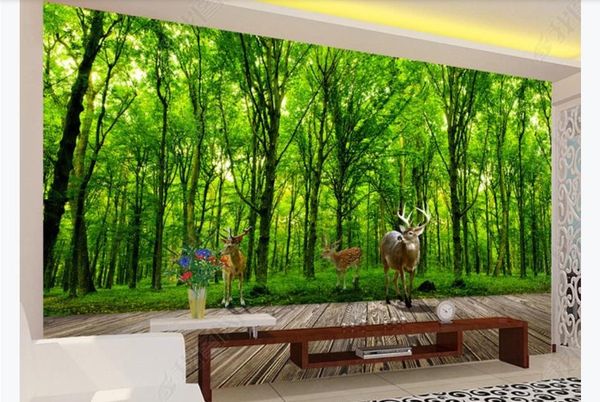 Personalizado Qualquer tamanho Silk Foto Papel de Parede Green Green Selva 3D Paisagem Sala de estar Sofe TV Fundo Fotomural Papel de Parede