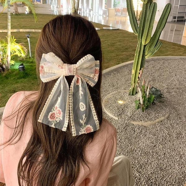 

hair clips & barrettes summer fashion rose embroidery big bow hairpin super fairy lace /hair rope spring clip girl headdress, Golden;silver