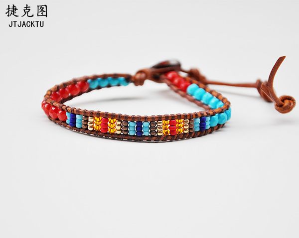 

4mm facted coral seed beads wrap bracelet for girl, Golden;silver