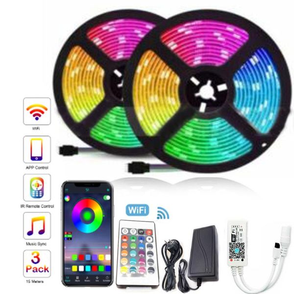 

strips led strip 12v ribbon lights rgb tape 2835 flexible 5m 10m diode with wifi remote light for room