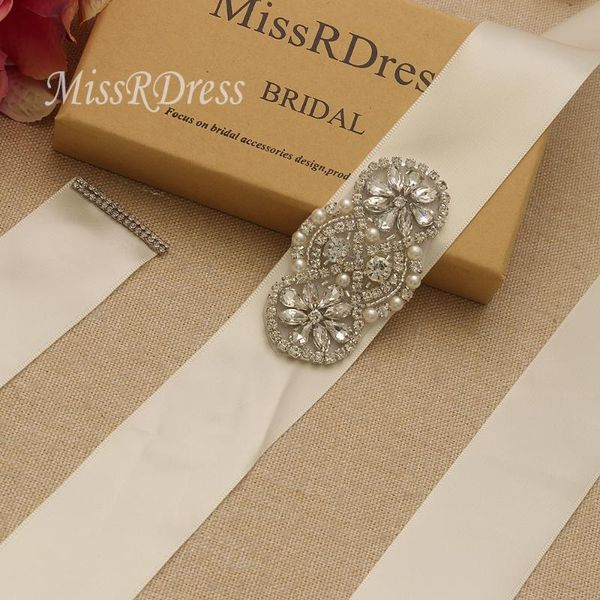 

wedding sashes missrdress handmade pearls bridal belt sliver crystal flower sash rhinestones for women dresses jk931, White