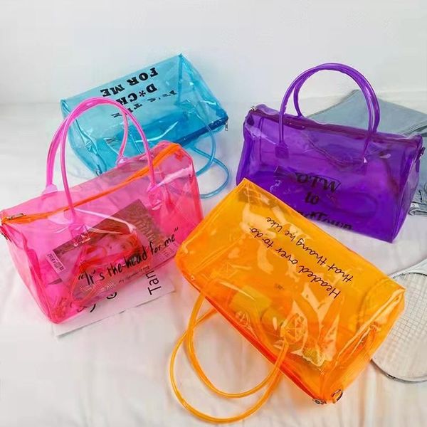 

duffel bags traveling single shoulder female transparent plastic dustproof pvc fashion shopping bag with