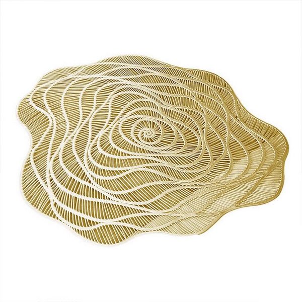 

mats & pads round dining table placemat 6-piece set metal cutout flower-shaped mat