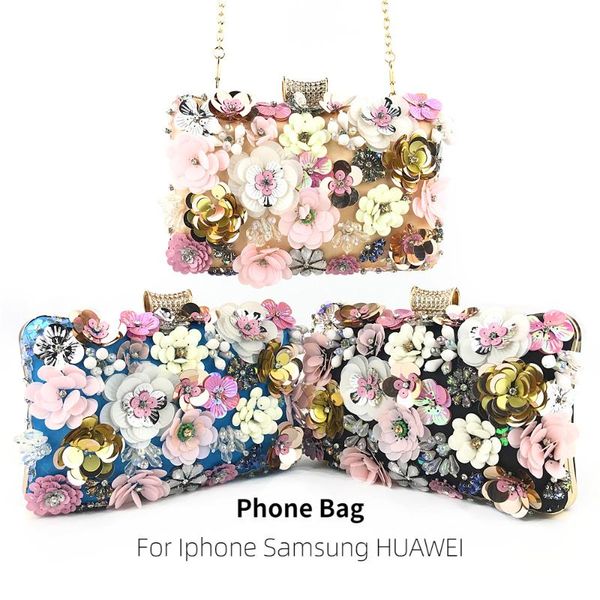

cell phone pouches dinner bag ladies handmade colorful flowers beaded for 12 promax samsung u20 note 10 crossbody