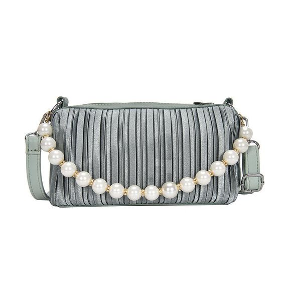 

evening bags fashion casual folds crossbody for women satin ladies shoulder pearl string female totes handbags 2021
