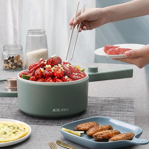 

electric skillets household 1.5l cooking pot 600w power multifunctions stew fry skillet 220v multi cooker healthy non-stick liner