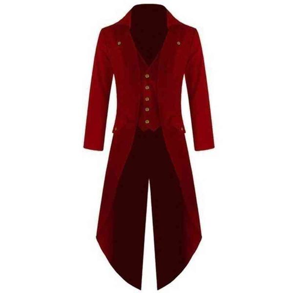 

men solid color retro gothic button tailcoat formal blazer black red green purple et tuxedo party vte costume homme, White;black