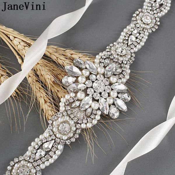 

wedding sashes janevini 2021 sparkly crystal diamond bridal belts and rhinestone pearl beads belt gurtel perlen strass mariage, White