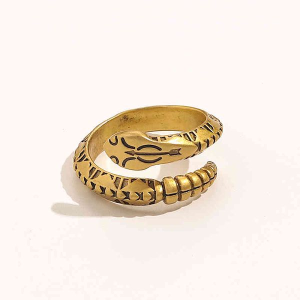 

the new baojia snake head brass middle ancient blind box same open ring, Silver