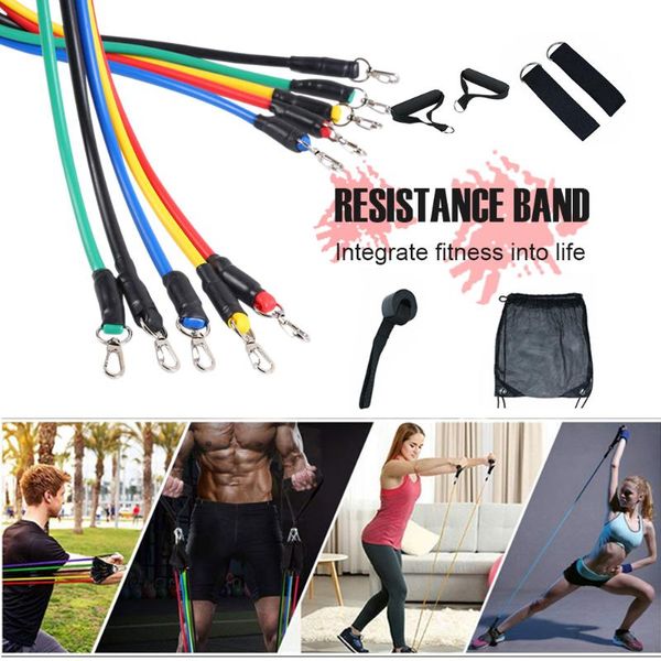 

resistance bands 11 pcs set gym equipment workout handles ankle straps carry bag stackable fitness exercise fot home