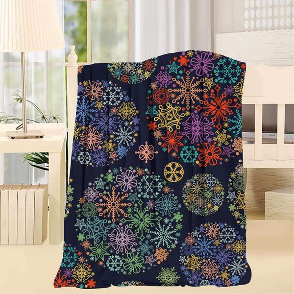 

christmas colorful snowflakes 3d print artwork blanket throw/twin breathable lightweight super soft microfiber blanket for couch