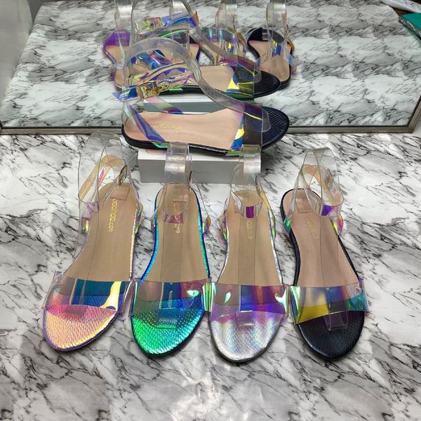 

summer women's sandals fashion flat magic color outdoor shoes plus size 41, Black