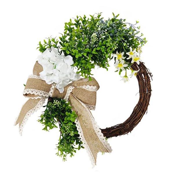 

decorative flowers & wreaths artificial white hydrangea flower garland hanging rattan silk home decoration easter cloth green farmhouse wrea