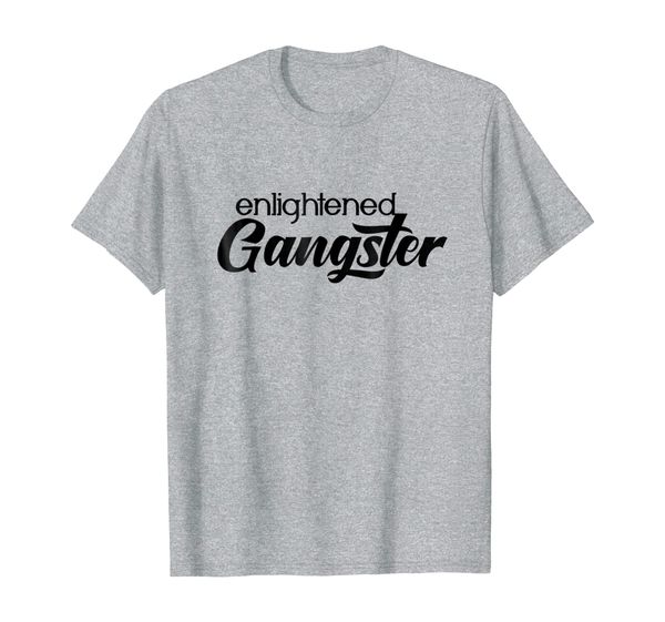 

enlightened gangster funny yoga shirt for spiritual souls, White;black